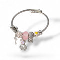 Heart Charm Crystal Bracelet Silver