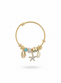 Starfish Seashell Crystal Charm Bracelet Gold