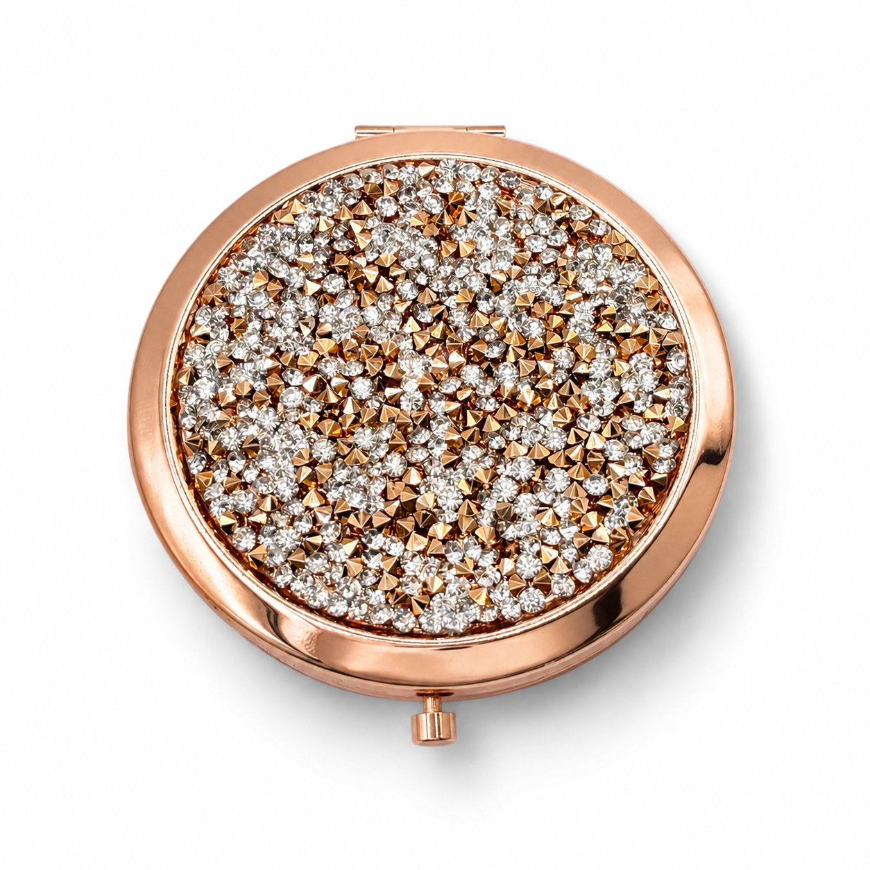 Rose Gold Diamanté Compact Mirror