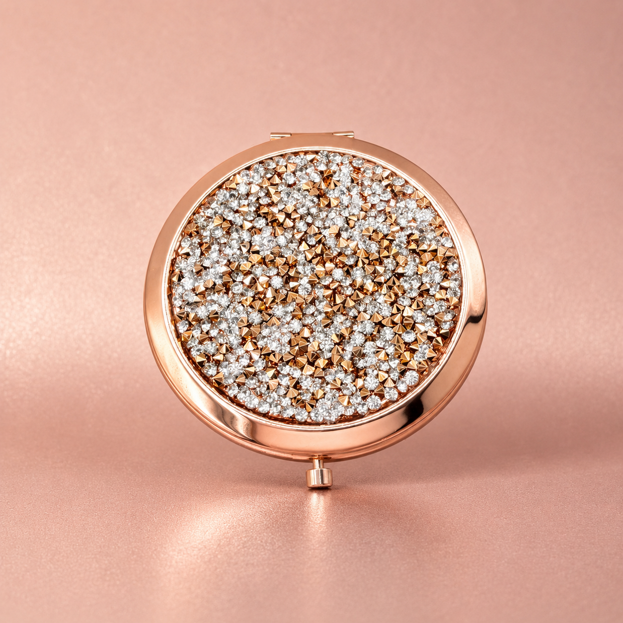 Rose Gold Diamanté Compact Mirror