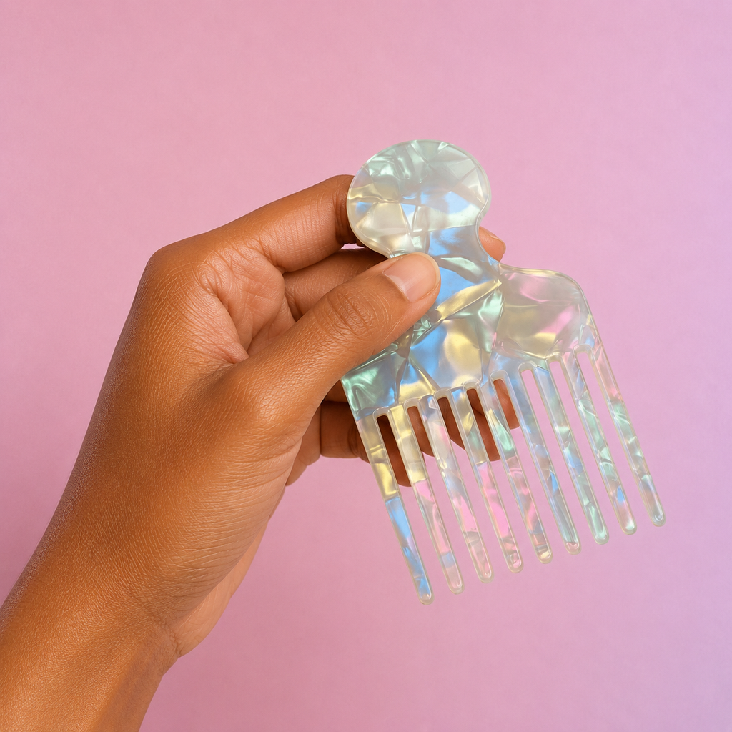 Mermaid Iridescent Afro Pick Comb