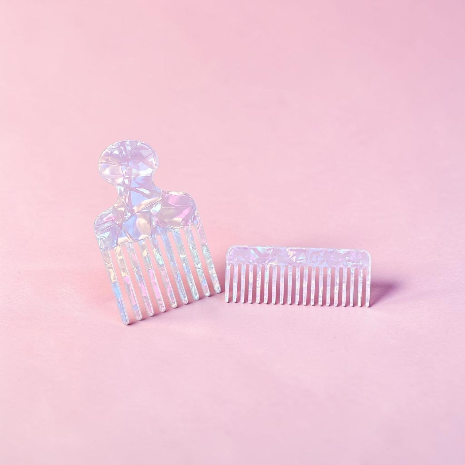 Mermaid Iridescent Hair Comb Duo | Wide Tooth Comb & Afro Pik (2pcs)
