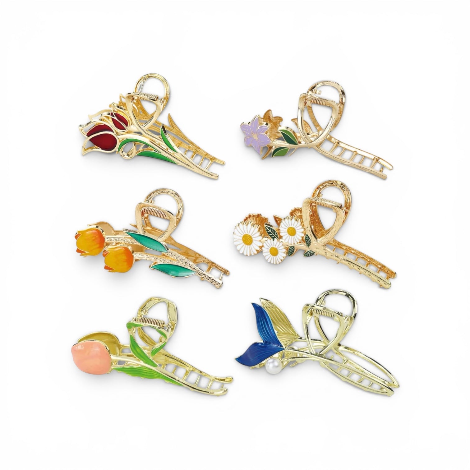 Gold Metal Floral Claw Clip