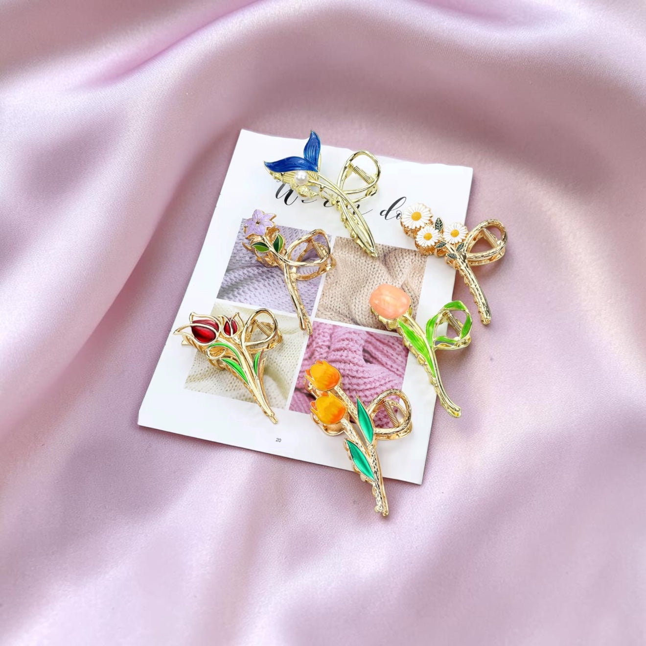 Gold Metal Floral Claw Clip