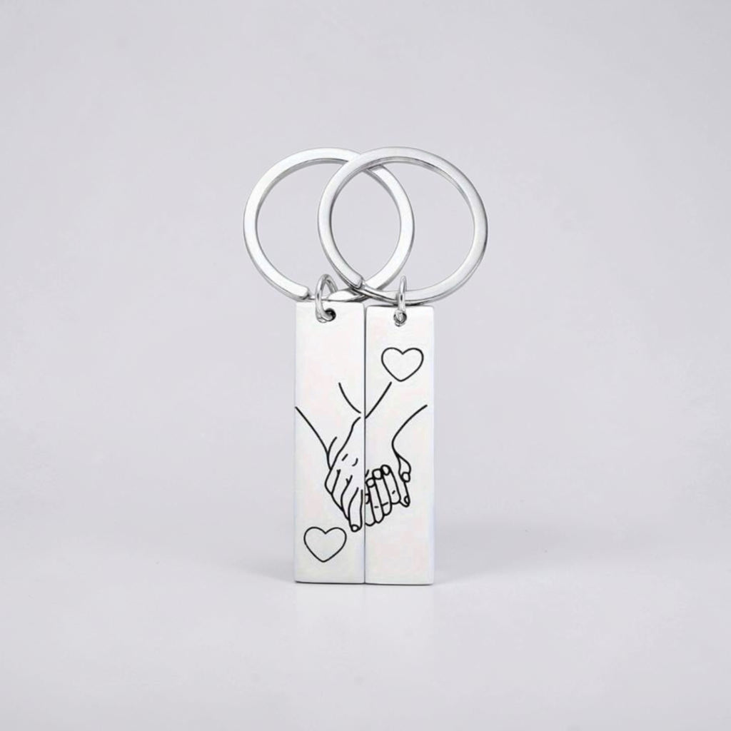 "I Love You" Matching Heart Keyring Set