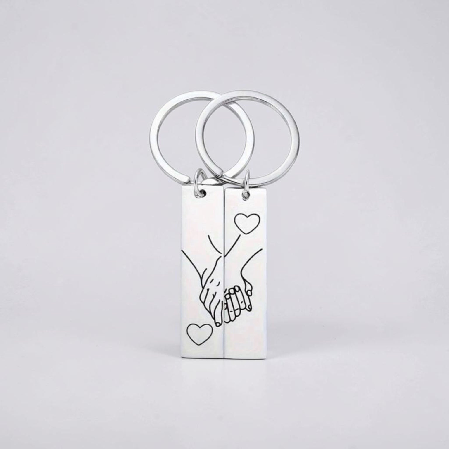 "I Love You" Matching Heart Keyring Set