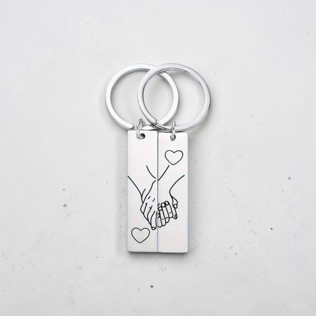 "I Love You" Matching Heart Keyring Set