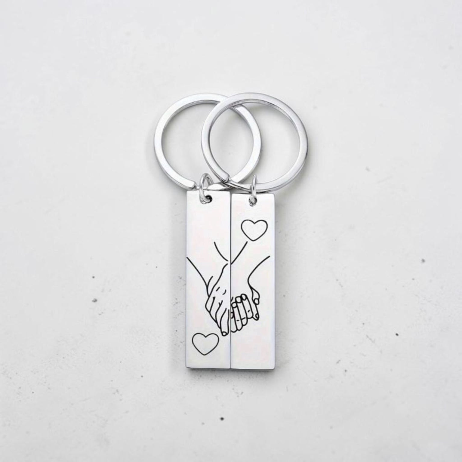 "I Love You" Matching Heart Keyring Set