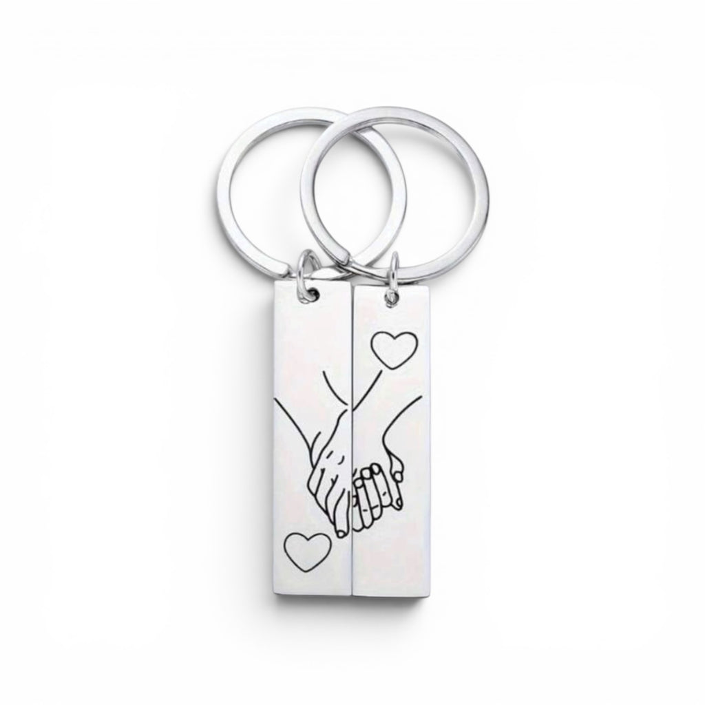 "I Love You" Matching Heart Keyring Set