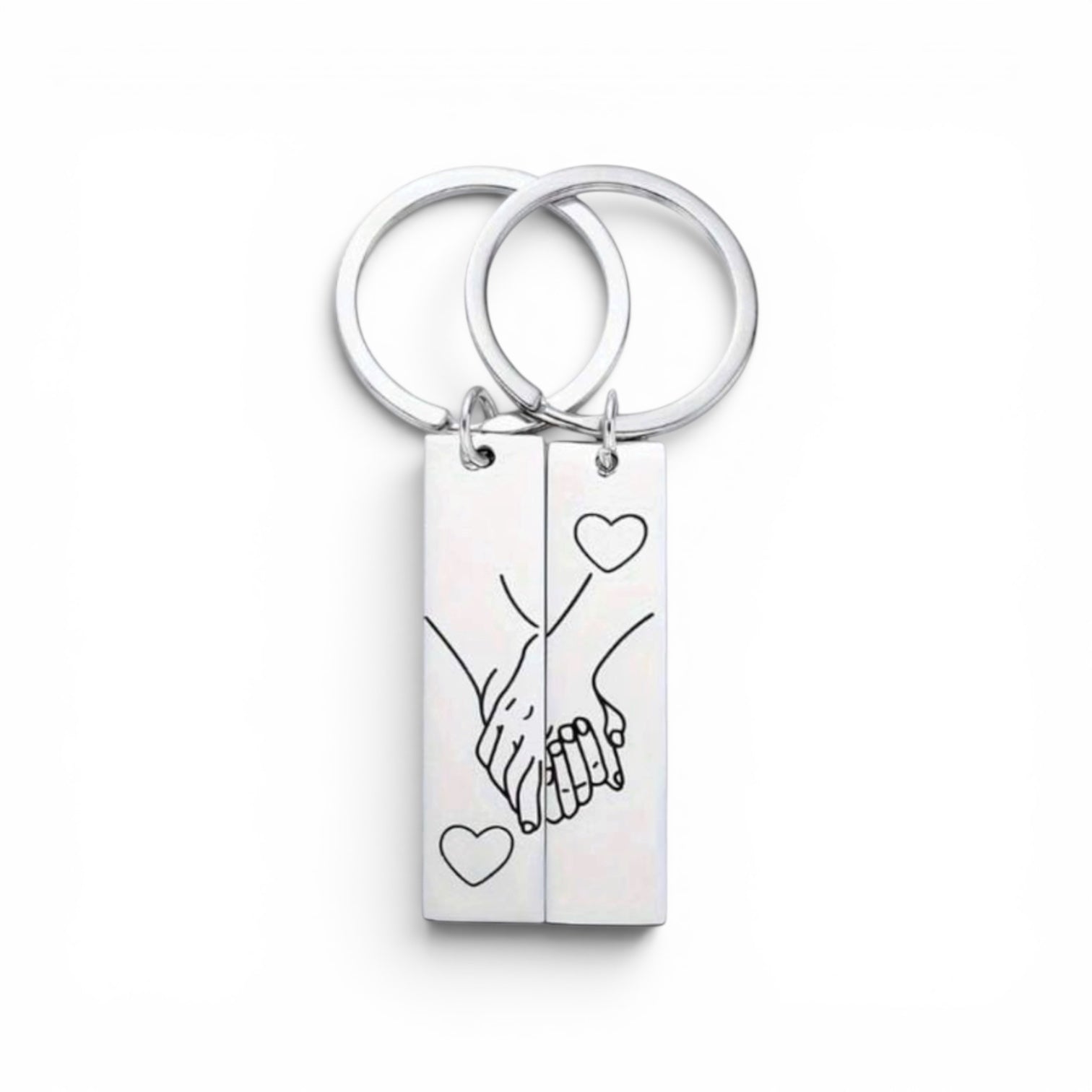 "I Love You" Matching Heart Keyring Set