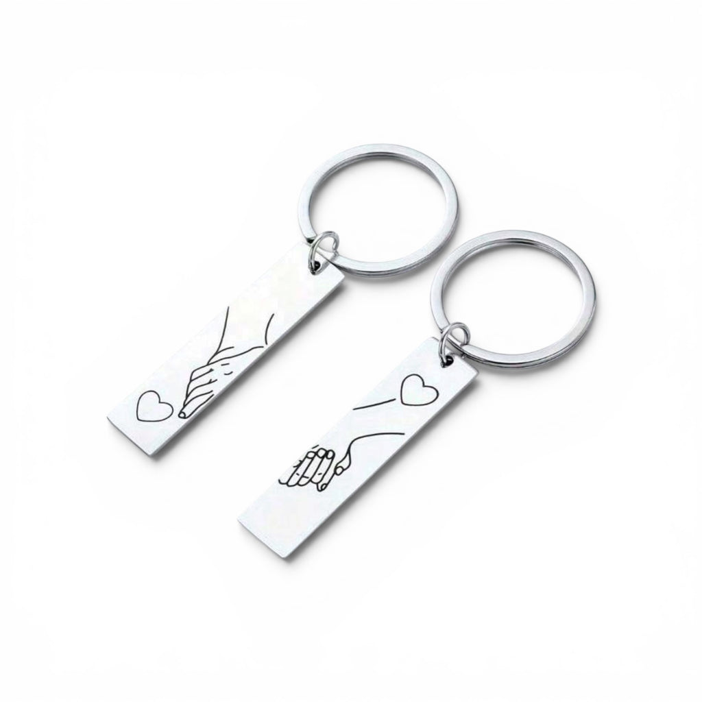 "I Love You" Matching Heart Keyring Set