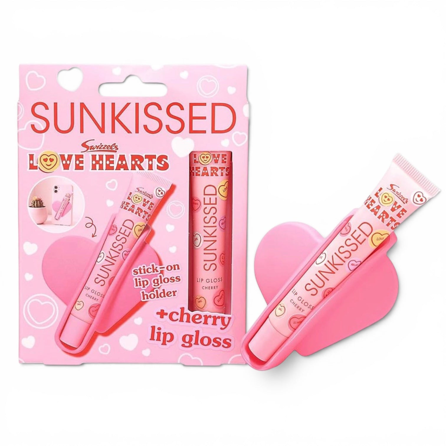 Sunkissed Swizzels Love Hearts Cherry Lip Gloss & Holder