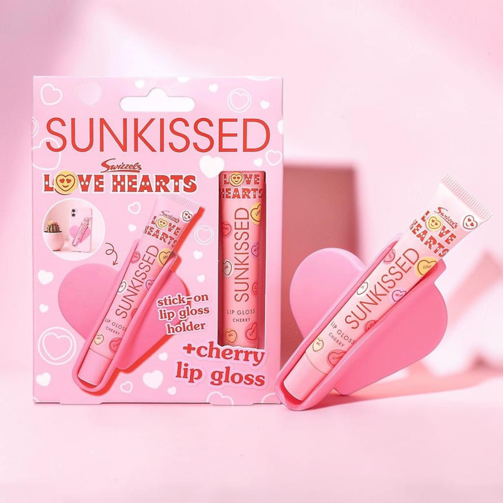 Sunkissed Swizzels Love Hearts Cherry Lip Gloss & Holder