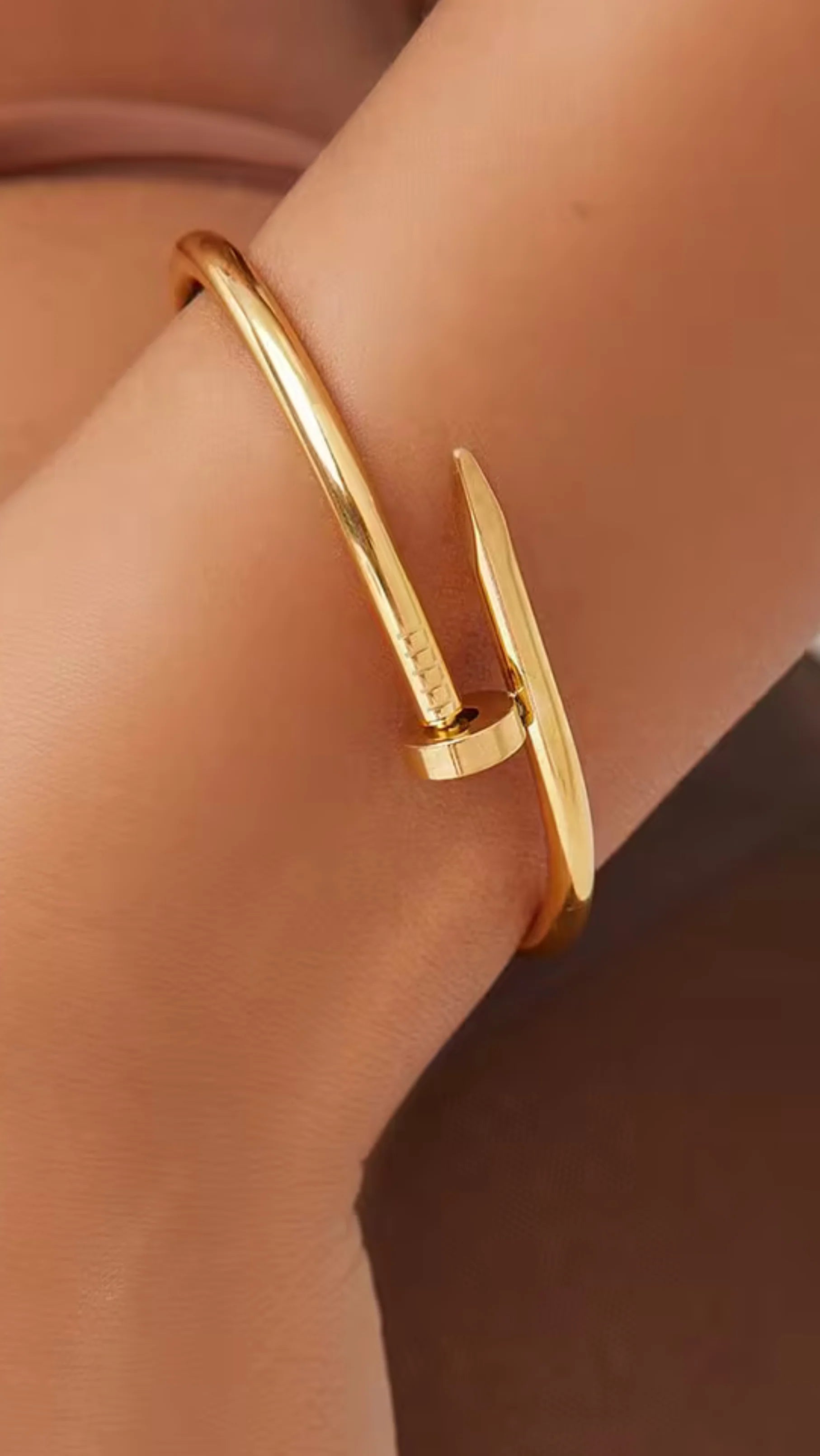 Nail Stacking Bangle - Silver or Gold Plated Tarnish Free Women's Jewellery Elegant Design for Everyday Wear